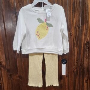 Nicole Miller White and Yellow Matching Set with Lemon Design